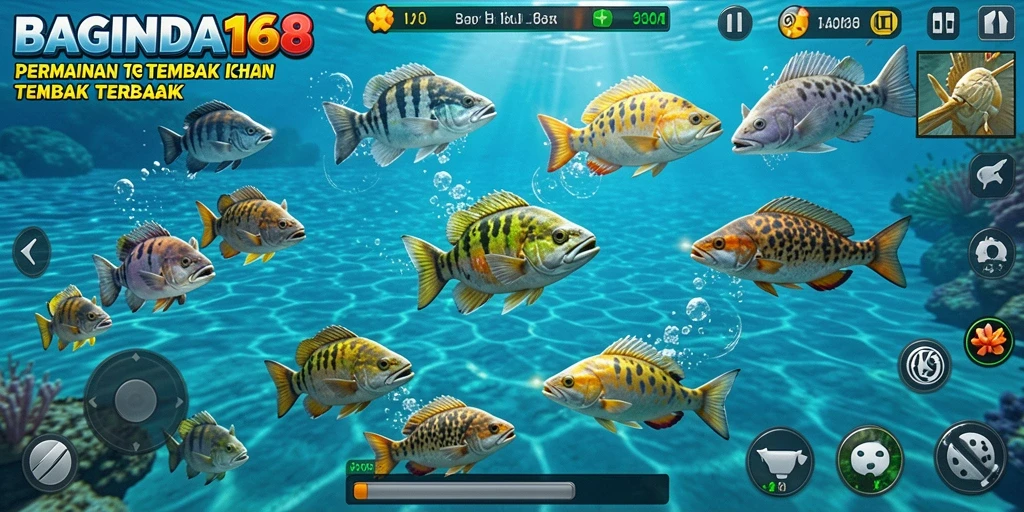 Screenshot gameplay seru BAGINDA168 saat menembak ikan.
