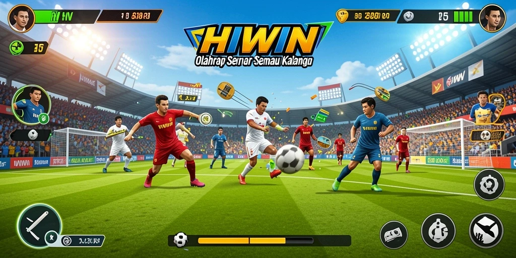 Gameplay HIWIN yang menampilkan aksi olahraga kompetitif.