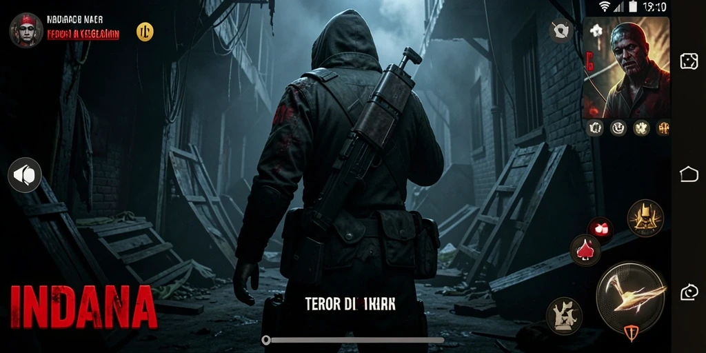 Tampilan gameplay INDAAA yang menegangkan dan mencekam.