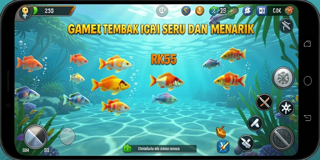Tampilan gameplay menembak ikan yang seru dan interaktif.