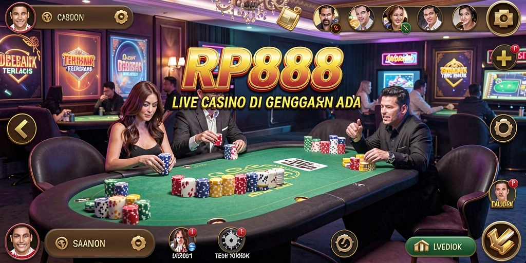 Tampilan gameplay Live Casino yang mendebarkan dan interaktif di RP888.