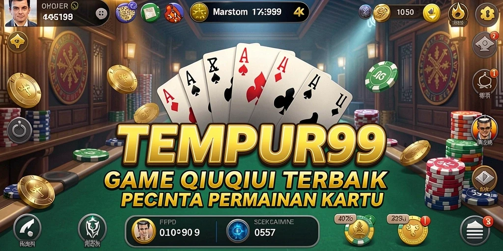 Screenshot gameplay TEMPUR99 menunjukkan suasana permainan QiuQiu yang seru.