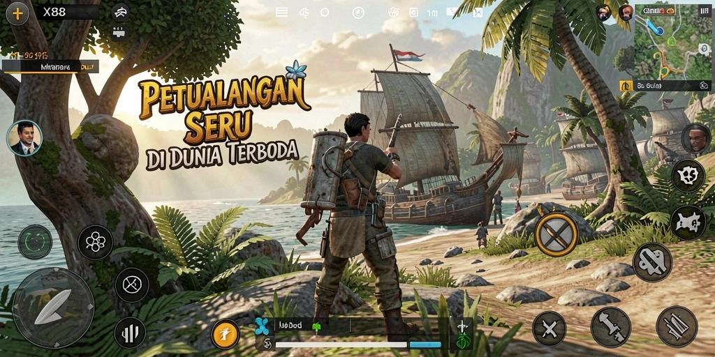Tampilan gameplay X88 menampilkan momen seru dalam dunia terbuka.